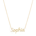 Diamond Pavé Personalized Cursive Necklace, 14k-Necklaces-Ashley Schenkein Jewelry Design