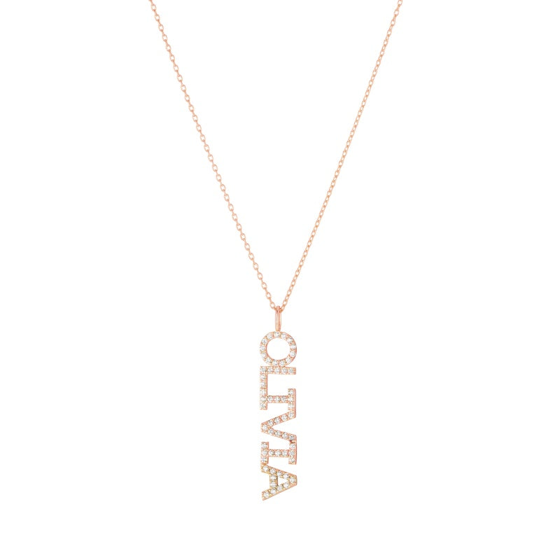 Diamond Pavé Personalized Block Letter Necklace – Ashley Schenkein