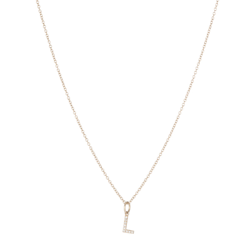 Diamond Initial Charm 14K Yellow Gold Necklace-Necklace-Ashley Schenkein Jewelry Design