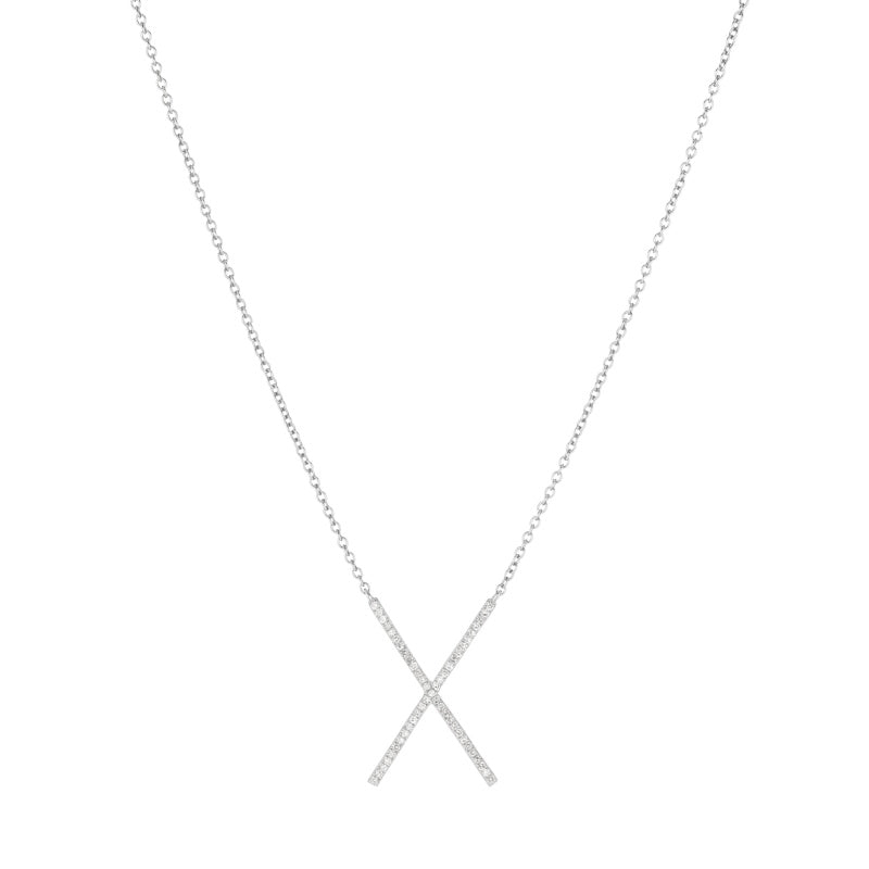 Diamond Pavé X Necklace-Necklace-Ashley Schenkein Jewelry Design
