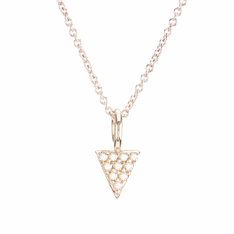 Diamond Pavé Mini Triangle Necklace, 14k-Necklace-Ashley Schenkein Jewelry Design