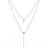 Melrose CZ Double Y Drop Necklace-Necklace-Ashley Schenkein Jewelry Design