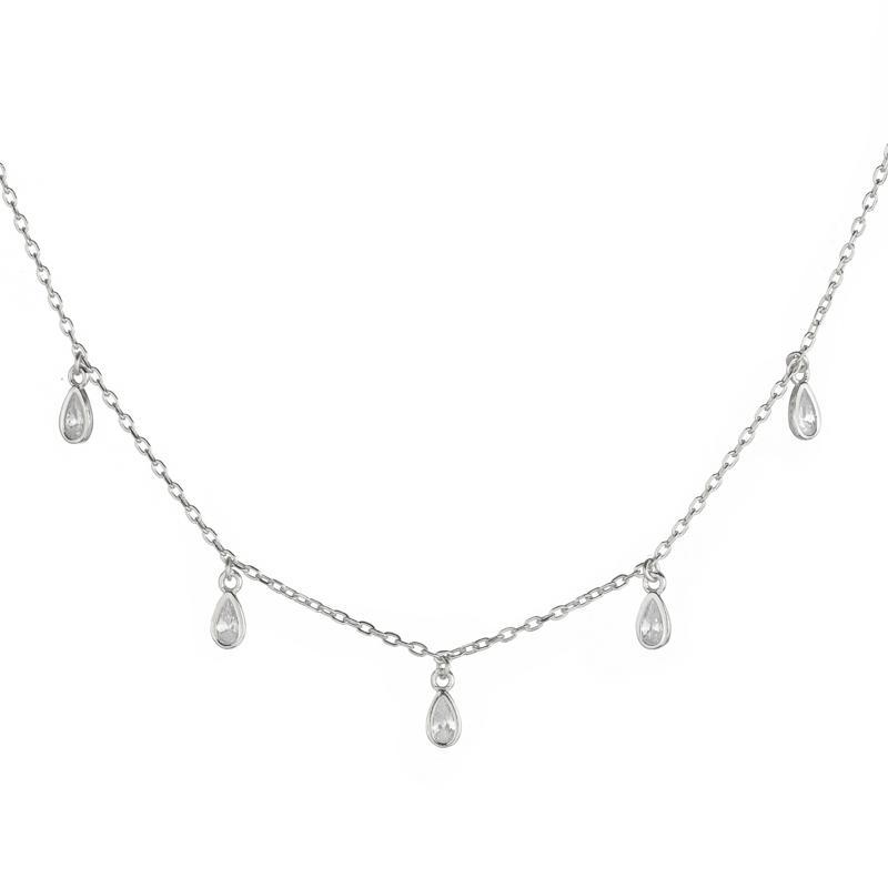 Melrose CZ Teardrop Dangle Necklace-Necklace-Ashley Schenkein Jewelry Design