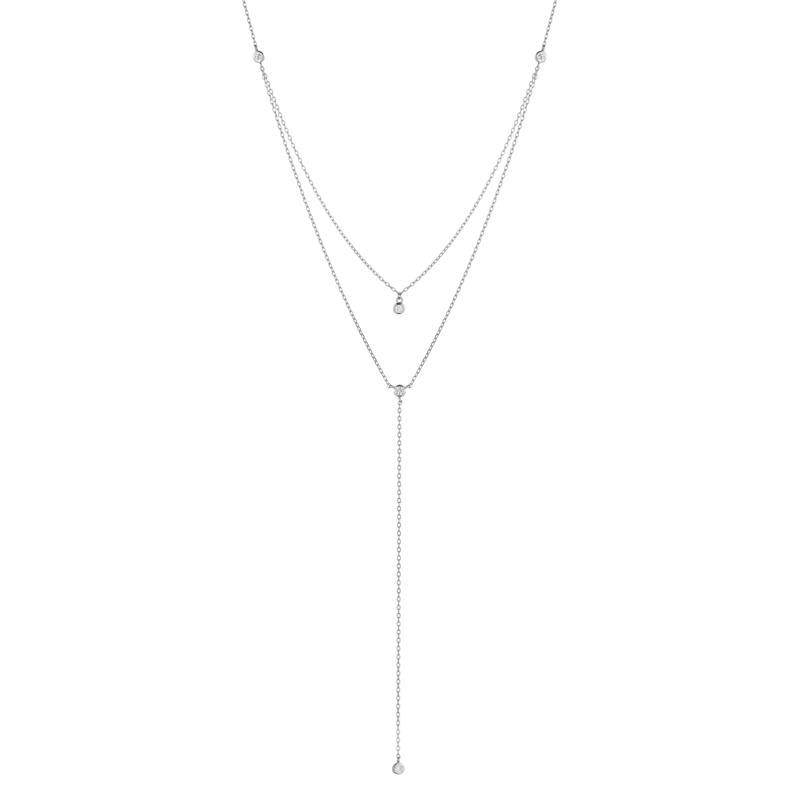Melrose CZ Double Y Drop Necklace-Necklace-Ashley Schenkein Jewelry Design