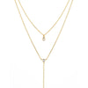 Melrose CZ Double Y Drop Necklace-Necklace-Ashley Schenkein Jewelry Design