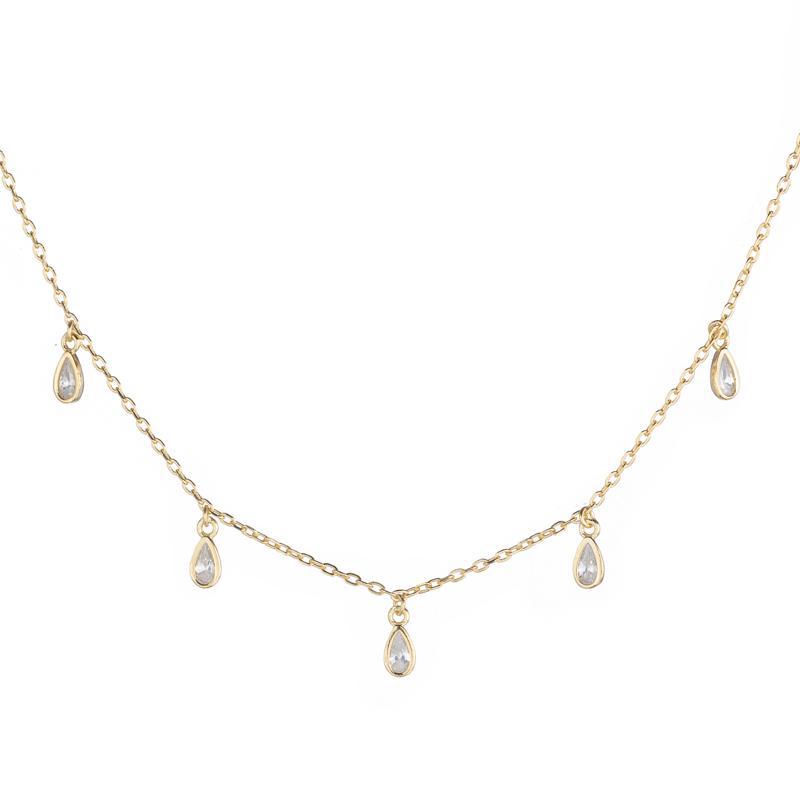 Melrose CZ Teardrop Dangle Necklace-Necklace-Ashley Schenkein Jewelry Design