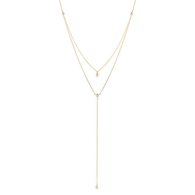 Melrose CZ Double Y Drop Necklace-Necklace-Ashley Schenkein Jewelry Design