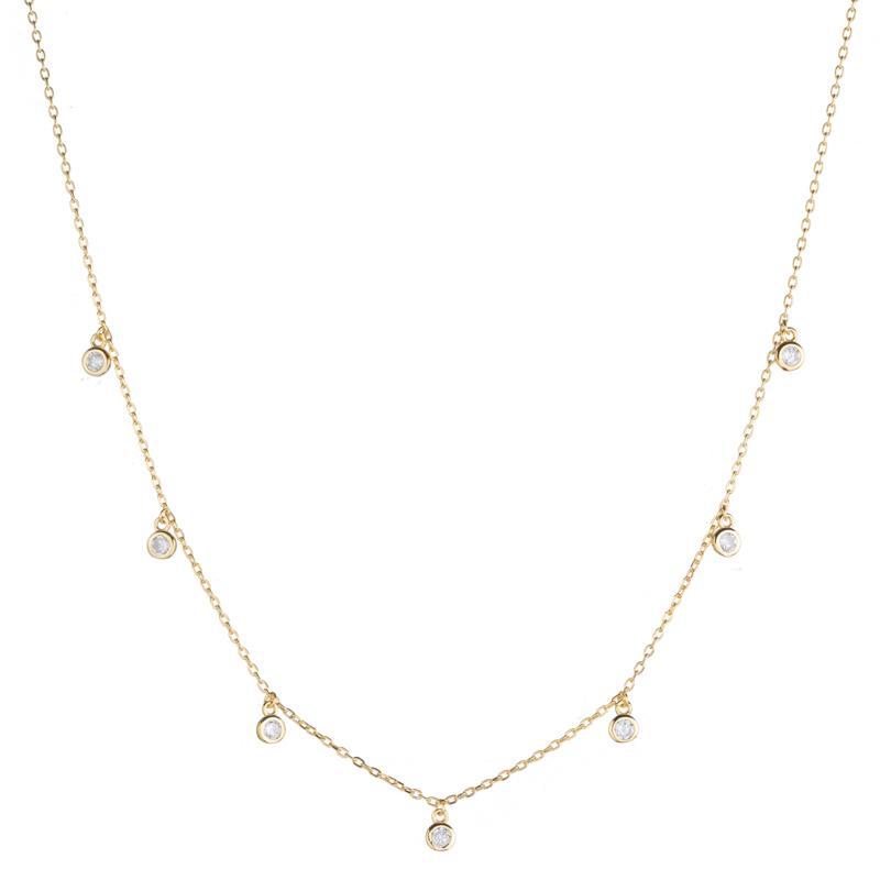 Melrose CZ Round Bezel Drops Necklace-Necklace-Ashley Schenkein Jewelry Design