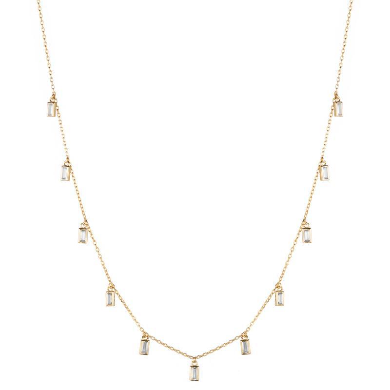 Melrose CZ Baguette 11 Drop Necklace-Necklace-Ashley Schenkein Jewelry Design