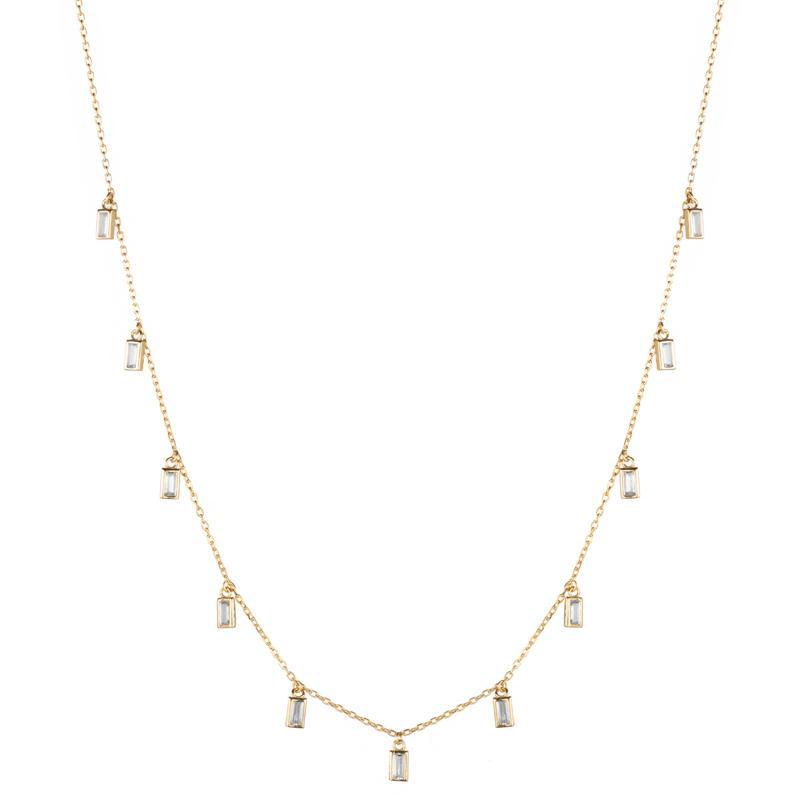 Melrose CZ Baguette 11 Drop Necklace-Necklace-Ashley Schenkein Jewelry Design