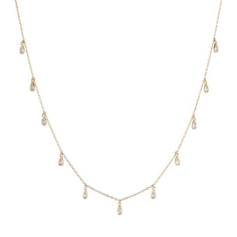 Melrose CZ Teardrop Dangle Necklace-Necklace-Ashley Schenkein Jewelry Design