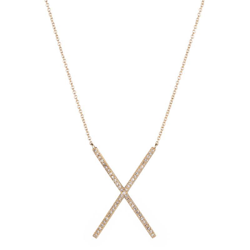 Diamond Pavé X Necklace, 14ky-Necklace-Ashley Schenkein Jewelry Design