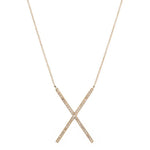 Diamond Pavé X Necklace, 14ky-Necklace-Ashley Schenkein Jewelry Design