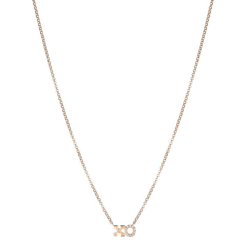 Diamond Pavé XO Necklace, 14k-Necklace-Ashley Schenkein Jewelry Design