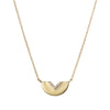 Brooklyn Half Moon with Pavé Diamond V Necklace-Necklace-Ashley Schenkein Jewelry Design