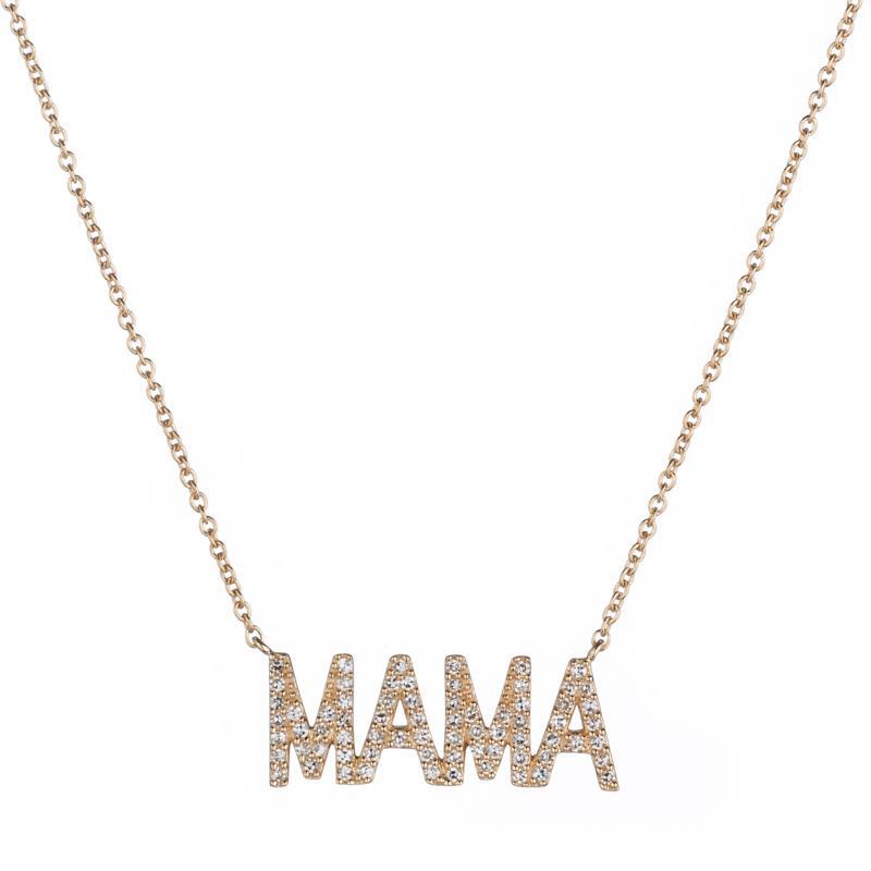 Diamond Pavé MAMA Necklace, 14ky-Necklace-Ashley Schenkein Jewelry Design