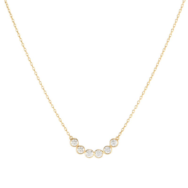 Diamond Bezel Curved Bar Necklace, 14ky-Ashley Schenkein Jewelry Design