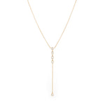 Diamond Bezel Lariat Necklace, 14ky-Necklace-Ashley Schenkein Jewelry Design