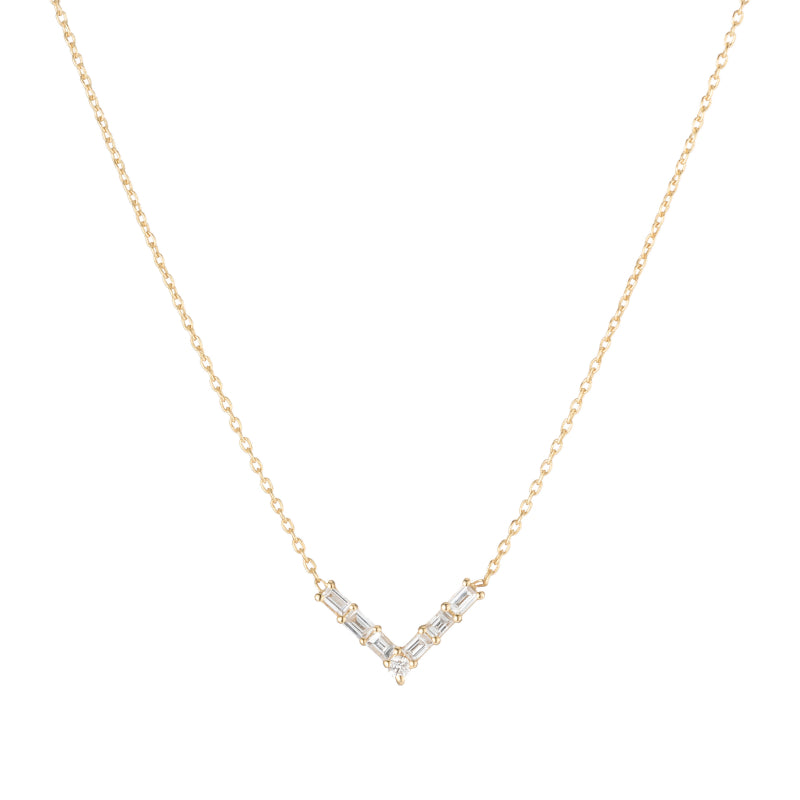 Baguette Diamond Necklace, 14ky-Necklace-Ashley Schenkein Jewelry Design