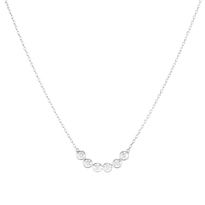 Diamond Bezel Curved Bar Necklace, 14k-Ashley Schenkein Jewelry Design