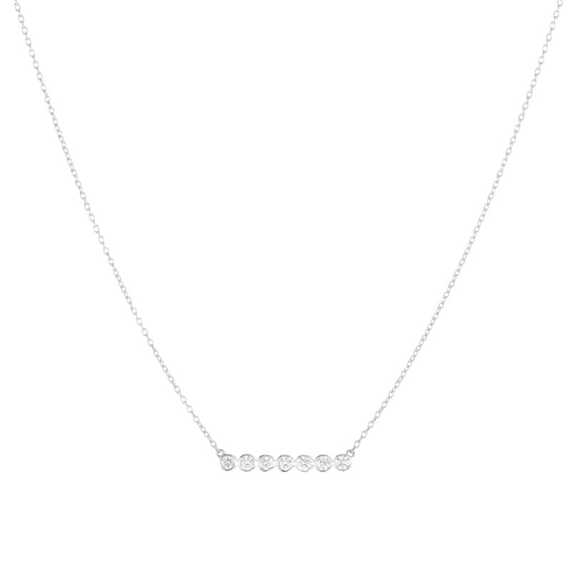 Diamond Bezel Bar Necklace, 14ky (7 stones)-Necklaces-Ashley Schenkein Jewelry Design