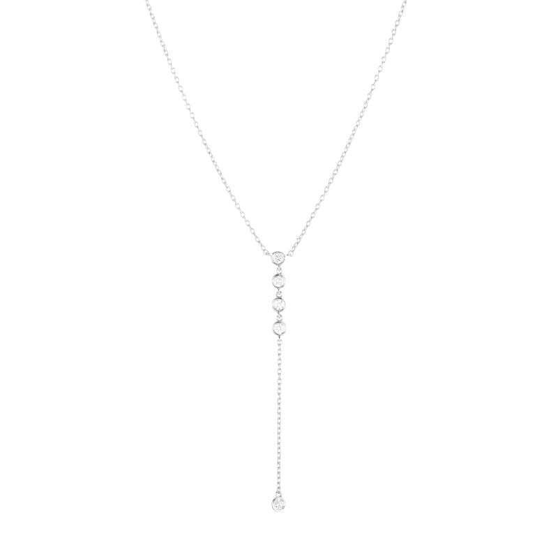 Diamond Bezel Lariat Necklace, 14ky-Necklace-Ashley Schenkein Jewelry Design