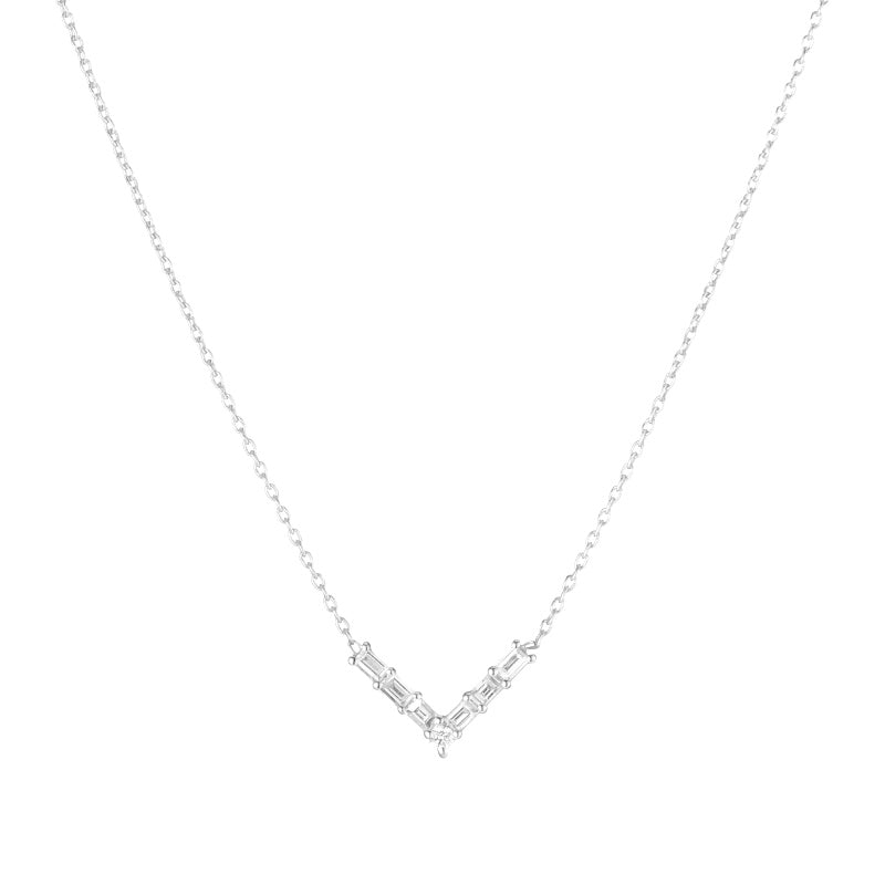 Baguette Diamond Necklace, 14ky-Necklace-Ashley Schenkein Jewelry Design