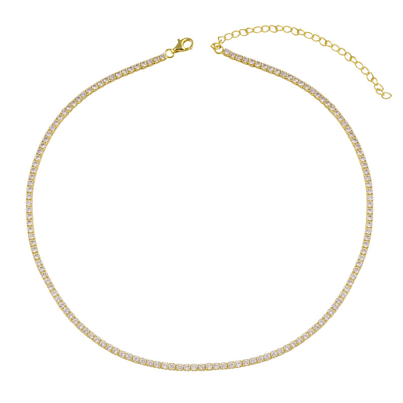 White CZ Tennis Necklace-Necklace-Ashley Schenkein Jewelry Design