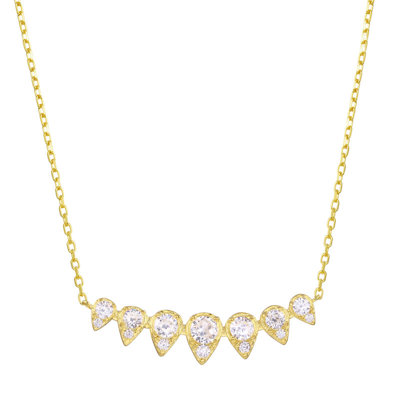 Curved Pear CZ Necklace-Necklace-Ashley Schenkein Jewelry Design