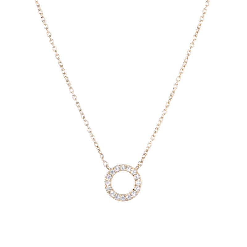 Gemstone Pavé Open Circle Necklace-Necklaces-Ashley Schenkein Jewelry Design