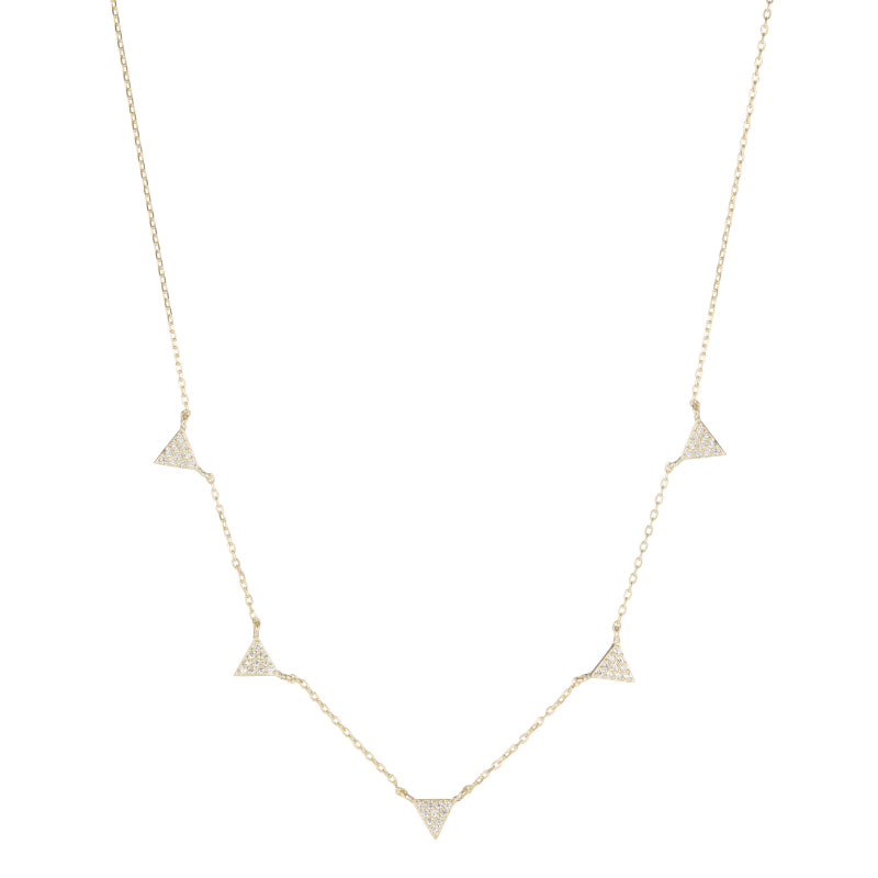 Melrose Pavé CZ Triangle Drops Necklace-Necklace-Ashley Schenkein Jewelry Design