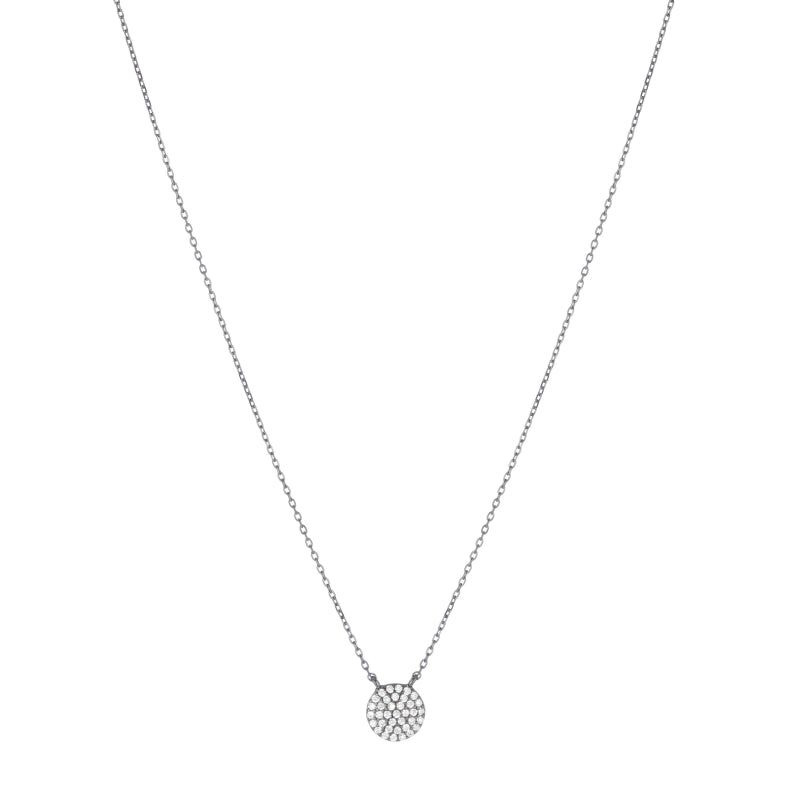 Pavé CZ Disc Necklace-Necklace-Ashley Schenkein Jewelry Design