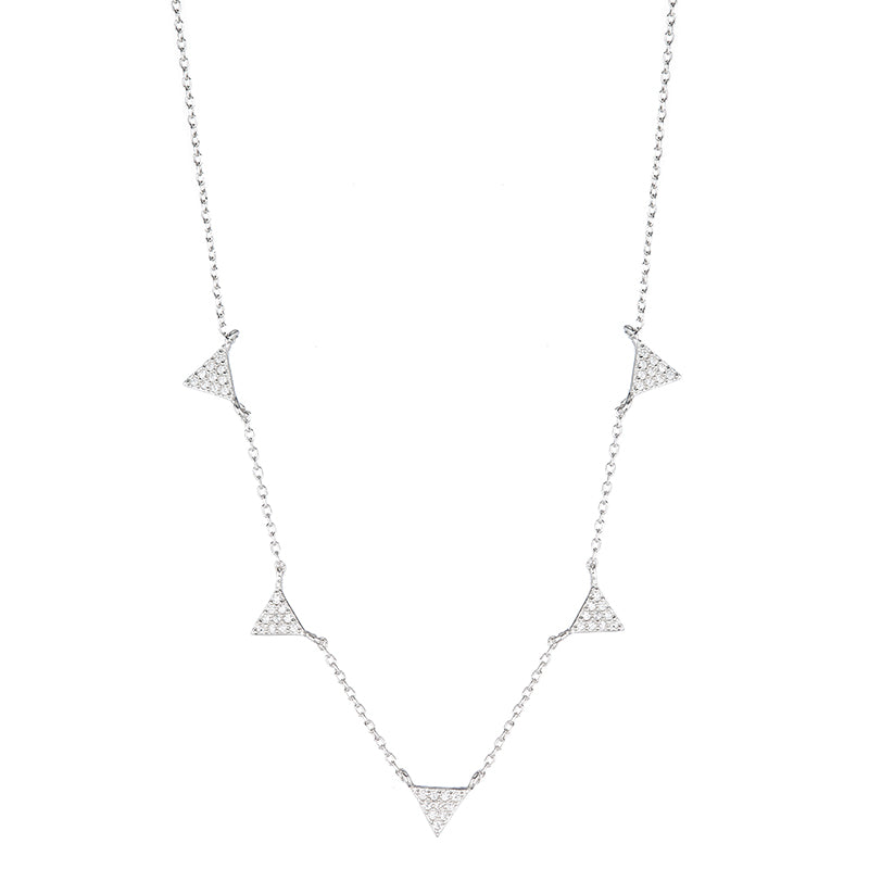 Melrose Pavé CZ Triangle Drops Necklace-Necklace-Ashley Schenkein Jewelry Design