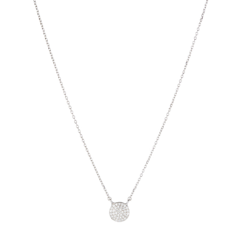 Pavé CZ Disc Necklace-Necklace-Ashley Schenkein Jewelry Design