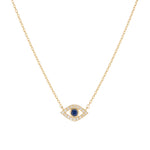 Diamond and Sapphire Evil Eye Necklace, 14ky-Necklace-Ashley Schenkein Jewelry Design