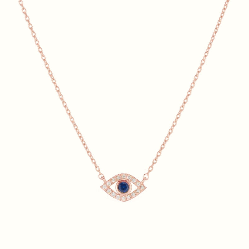 Diamond and Sapphire Evil Eye Necklace, 14ky-Necklace-Ashley Schenkein Jewelry Design