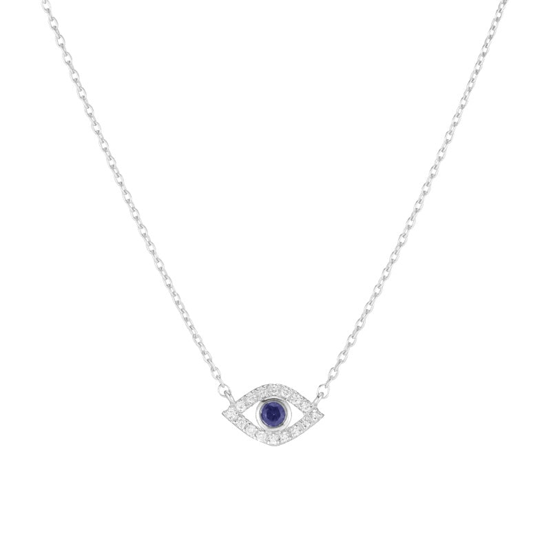 Diamond and Sapphire Evil Eye Necklace, 14ky-Necklace-Ashley Schenkein Jewelry Design