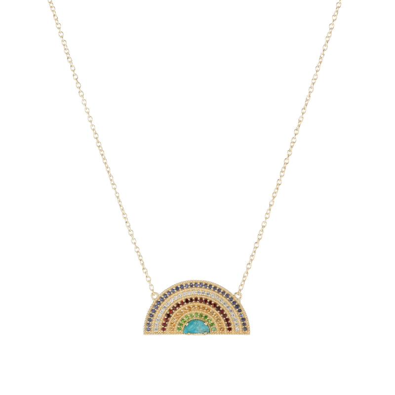 Rainbow Pavé Necklace-Necklaces-Ashley Schenkein Jewelry Design