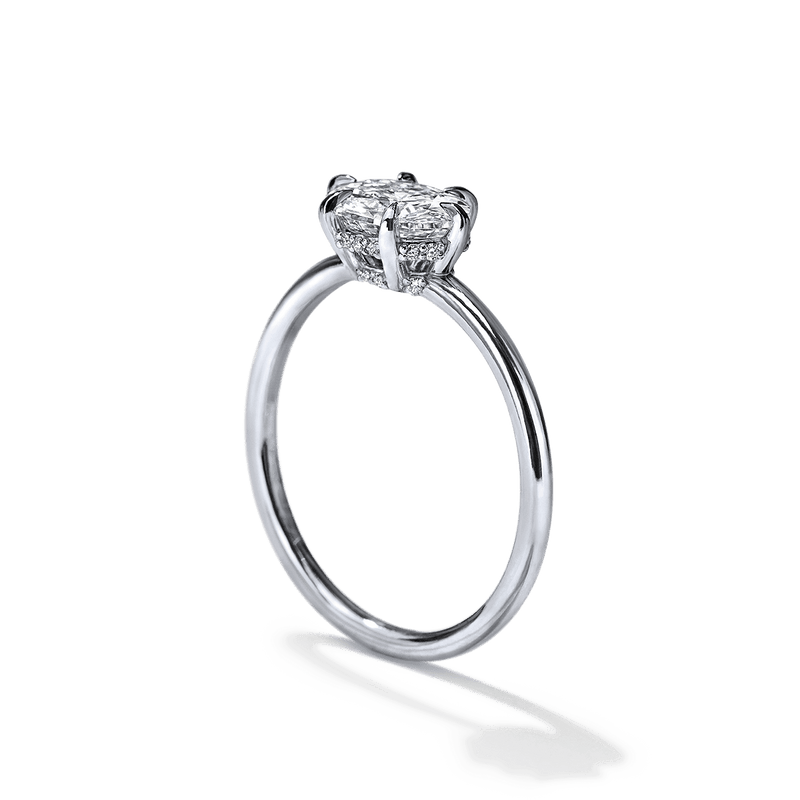 Solitaire East-West Pavé Hidden Halo Engagment Ring Setting-engagement ring-Ashley Schenkein Jewelry Design