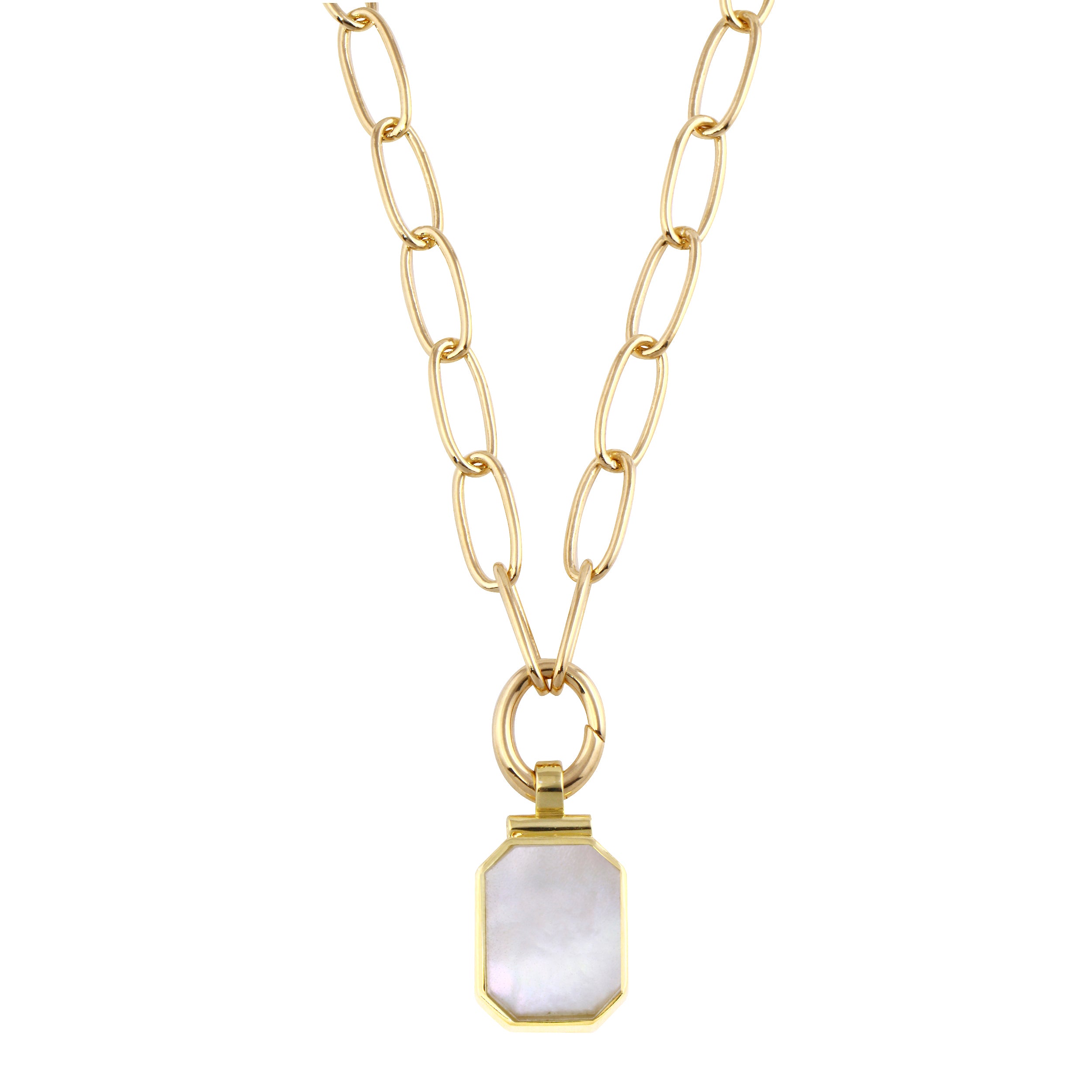 Emerald Shaped Gemstone Pendant Necklace-Necklaces-Ashley Schenkein Jewelry Design