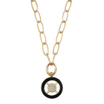 Enamel and White Zircon Pavé Circle Pendant Necklace-Necklaces-Ashley Schenkein Jewelry Design