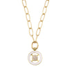 Enamel and White Zircon Pavé Circle Pendant Necklace-Necklaces-Ashley Schenkein Jewelry Design