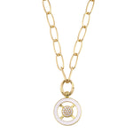 Enamel and White Zircon Pavé Circle Pendant Necklace-Necklaces-Ashley Schenkein Jewelry Design