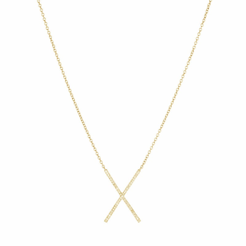 Diamond Pavé X Necklace-Necklace-Ashley Schenkein Jewelry Design