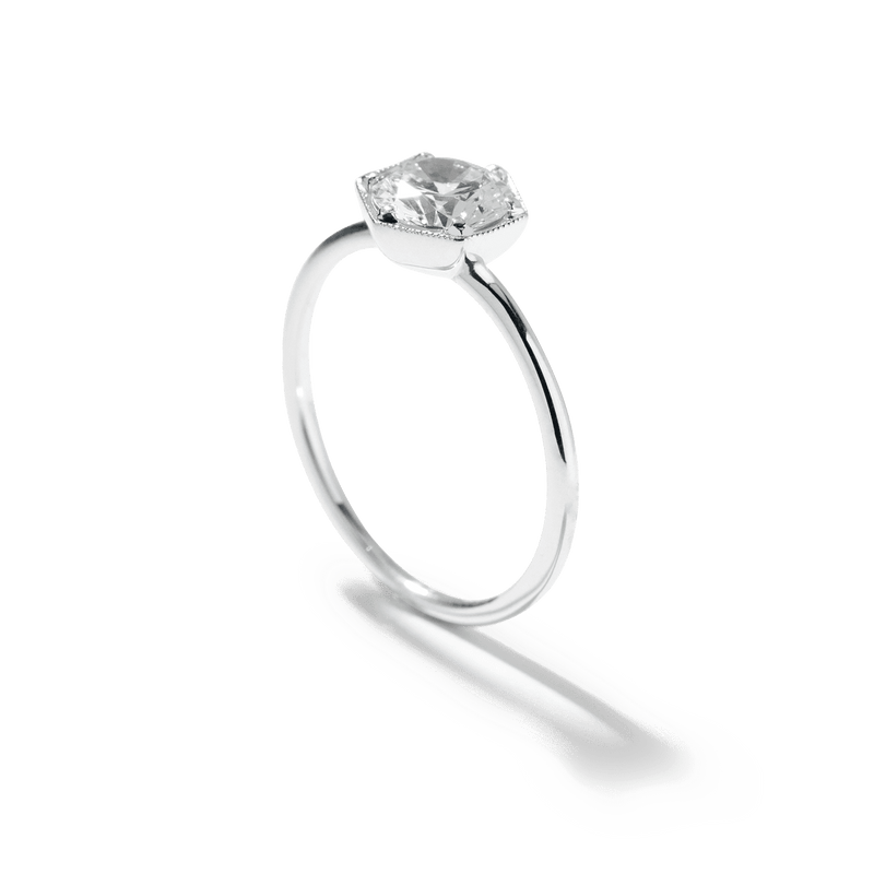 Round Brilliant Diamond Hexagon Engagement Ring Setting-engagement ring-Ashley Schenkein Jewelry Design