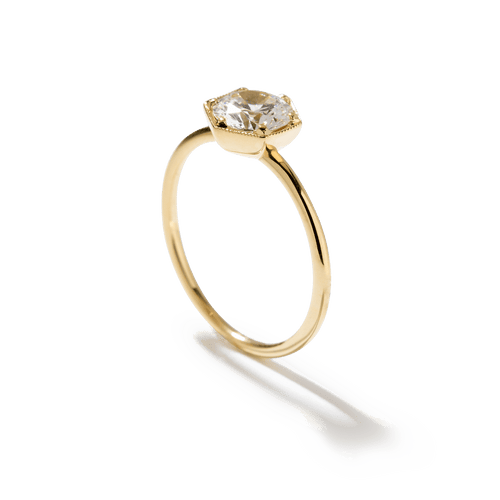 Round Brilliant Diamond Hexagon Engagement Ring Setting-engagement ring-Ashley Schenkein Jewelry Design