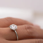 Round Brilliant Diamond Hexagon Engagement Ring Setting-engagement ring-Ashley Schenkein Jewelry Design