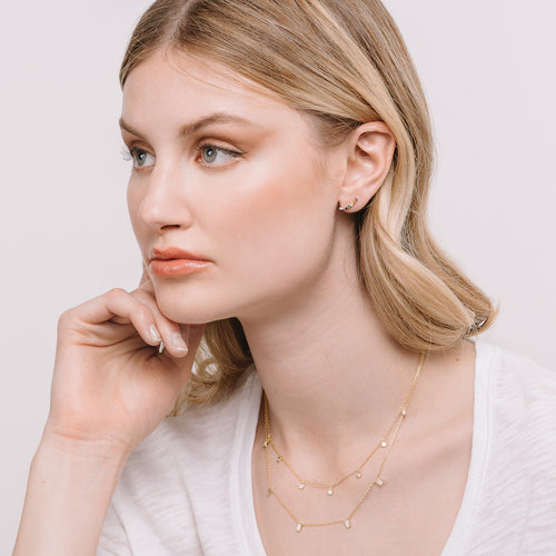 Melrose CZ Round Bezel Drops Necklace-Necklace-Ashley Schenkein Jewelry Design