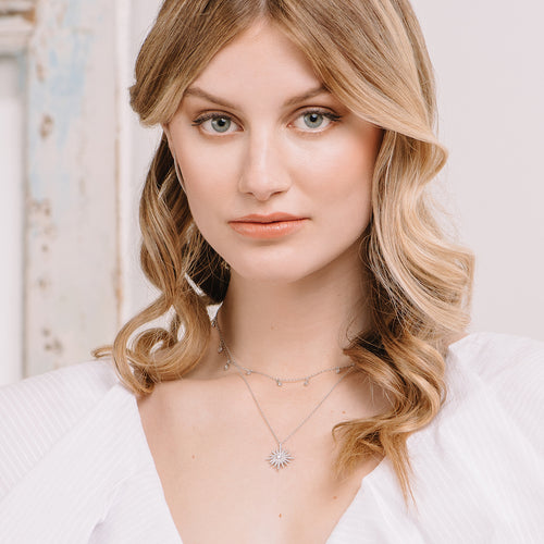 Melrose CZ Teardrop Dangle Necklace-Necklace-Ashley Schenkein Jewelry Design